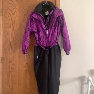 One piece ski jumpsuit.